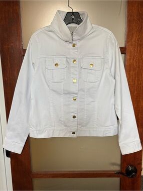 Cortland Park White Jean Jacket with Stripe Back